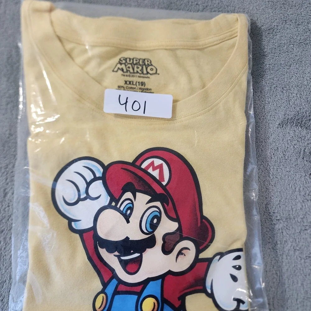 Super Mario Girls Teen T Shirt XXL Size 19‎ Yellow Short Sleeve Gamer